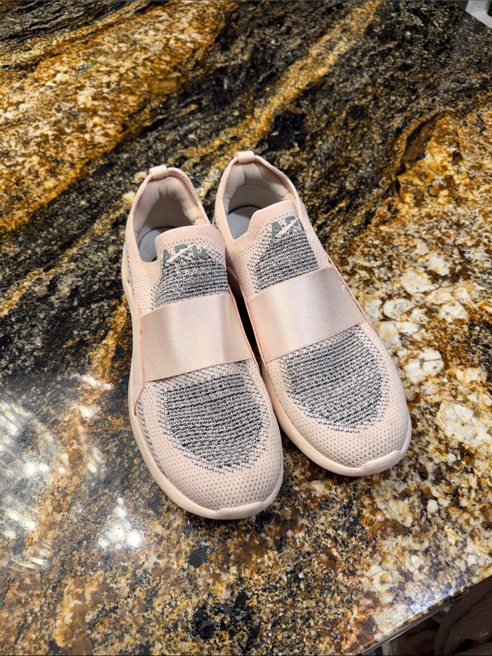 APL Women's Slip-On Knit Sneakers in Pale Pink and Heather Gray